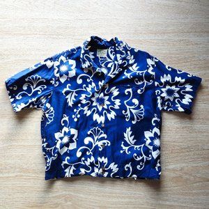 Vintage Diamond Head Sportswear Floral Hawaii Shirt Button Short Sleeve Blue